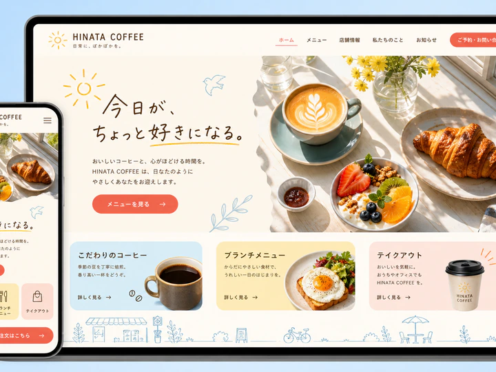 カフェ向けホームページのデザインサンプル